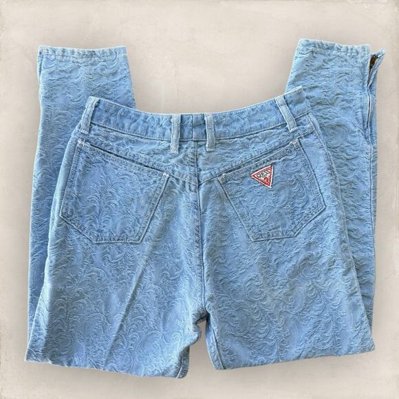 Vtg Guess By Georges Marciano High Waist Taper Mom Jeans Women 29x26 80s Paisley - Picture 1 of 5